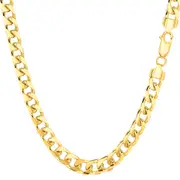14k Yellow Solid Gold Miami Cuban Link Chain Mens Bracelet, 5mm, 8.5"