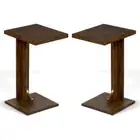 Home Square 12.5" Transitional Wood Sofa Mate Table in Medium Brown - Set of 2