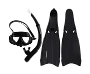 Mirage Barracuda Adult Dive Mask Snorkel and Fins Set Black XL US9-11
