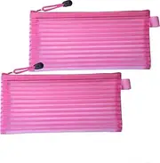 Zipper Mesh Pouch Pencil Pouch Pen Bag, 2Pcs Multi Purpose Zip Mesh Bag Categories Small Makeup Bag Billing Pouch,Zipper Mesh Pouch Pencil Pouch Pen Bag,Zipper Mesh Pouch Pencil Pouch Pen Bag,Pink