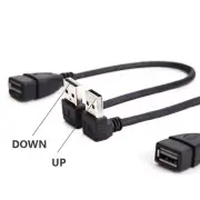 USB Port Extender Hub Data Power Cord 90° Down/Up USB2.0 Extension Cable