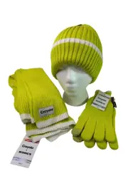 Crayola Beanie, Wrap Scarf, Gloves, Fluorescent Green, Adult Winter Set One Size