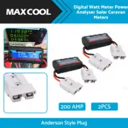 2 x 200A Digital Watt Meter Power Analyser Solar Caravan Anderson Style Plug 12V
