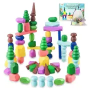 Toys for 3 Year Old Boys Girls, 36 PCS Colorful Wooden Sorting Stacking Rocks...