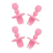 2PK Annabel Trends Silicone Little Spoon & Fork Baby Feeding Utensils Set Pink