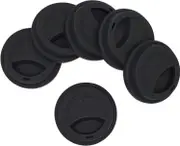 Lertenys Silicone Drinking Lid Spill-Proof Cup Lids Reusable Coffee Mug Lids Coffee Cup Covers 6 Pcs - Black
