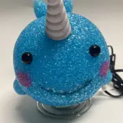 Sparkle Unicorn Whale Blue Electric Night Light 7.5” Kids Child Pride