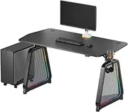 ULTRADESK Booster Desk for Players - Gaming Table Steel Construction - Space for Two Monitors - Futuristic Shapes - Legroom and More - Includes Accessories - 136 x 70.5 cm - Black