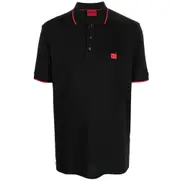 [Hugo] Hugo Logo-patch Cotton Polo Shirt M BLACK