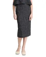 Vince Trellis Plaid Pencil Skirt