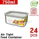 24pk Clear Airtight 750ml Food Storage Container Acrylic Box Canister Bulk AU