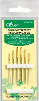 6 Pack Clover Gold Eye Tapestry Needles-Size 18/22 6/Pkg 238-18/22