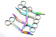 5 LISTER BANDAGE SCISSORS 5.5" MULTI RAINBOW TITANIUM COLOR SURGICAL INSTRUMENTS