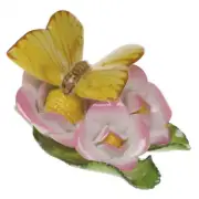 HEREND BUTTERFLY ON FLOWER FIGURINE #C-09315 BRAND NIB COLORFUL CUTE SAVE$ F/SH