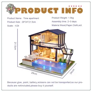 Cutebee 時光公寓 DIY 袖珍屋 娃娃屋 木製迷你屋 帶 LED 燈和音樂 DIY小屋 玩具節日禮物