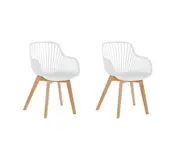 Design Square Set Of 2 Amira Kitchen Dining Chairs W/ Arms - White/Oak