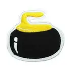 Curling stone Yellow Patch Embroidery Iron on Sew on Patch For Clothes 7x7.5cm