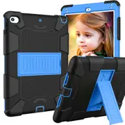 Catzon Silicone+PC Case 3-Layer Anti-fall Protective Cover Tablet Stand For iPad Mini 4 5-6black blue