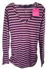 Isabel Maternity Women's Long Sleeve Scoop Neck Shirred Top Size S Mauve Striped
