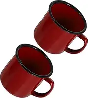 iplusmile 2Pcs Vintage Enamel Water Cup Camping Mug for Coffee Tea Milk Soup Stylish Retro Design for Outdoor Adventures Home Use
