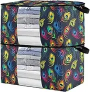 sanluoli 60L 2 Pack Underbed Shoe Storage with Reinforced Handles, clear window Closet Organizer Bin