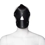 BDStyle Gimp Bondage Hood With Removable Eye Pad And Mouth Pad Black