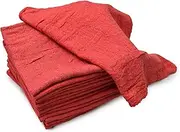 [Pro-Clean Basics] Premium Cotton Shop Towels Industrial-Grade Cleaning, Highly Absorbent, Reusable, Durable, Perfect for Garages, Workshops & Factories, 10" x 12", Premium Red, Pack of 100