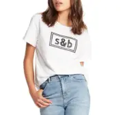SASS & BIDE - The New Brave Tee in White Black Logo - BNWT - XXS - FREE POST