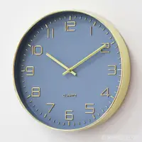 在飛比找樂天市場購物網優惠-金色簡約現代INS掛鐘藍色時鐘客廳臥室靜音掛鐘北歐風格數字歐