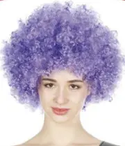 Mens DELUXE AFRO WIG Curly Hair Costume Party Fancy Disco 70s 80s Dress Up - Purple