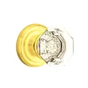 Emtek Old Town Clear Crystal Door Knob Passage Regular Rosette Polished Brass