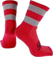 [X AUTOHAUX] Cycling Socks Anti-Friction l Outdoor Bike Socks Red,Grey Unsex 1 Pair Color Matching Reflective