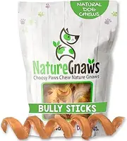 Nature Gnaws Bully Stick Springs for Dogs - Premium Natural Beef Dental Bones - Long Lasting Curly Dog Chew Treats for Aggressive Chewers - Rawhide Free
