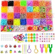 Caresity 3000+ Loom Bands Kit in 32 Vibrant Colours - Friendship Bracelet Kit for Boys and Girls With Alphabet Beads, S Hooks, Storage Box - DIY Craft Gift