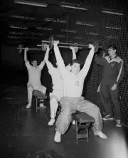 Billy Watson the trainer keeps an ever watchful eye on his 1958 Cricket Photo 1