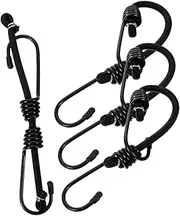 MOLUCKFU 4pcs Bungee Straps with Hooks Elastic Rubber Cords with Carabiner Clips for Securely Tying Bicycles Motorcycles and Luggage for Camping and Outdoor Activities