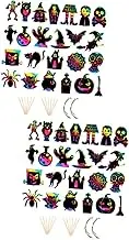 2sets Halloween Scratch Off Bat Stickers Spooky Decor Cards Halloween Prank Scratch Paper Paper Black 60pcs*2