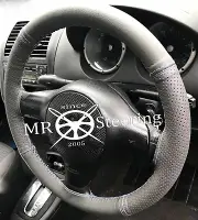 FOR NISSAN PRIMASTAR 01+ GREY TWO TONE LEATHER STEERING WHEEL COVER GREY STITCH