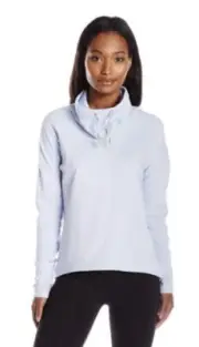 Soffe Youth Girls Quilted Cowl Neck Long Sleeve Sweater, Feather Blue, Small