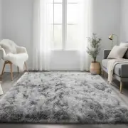 Tie-Dyed Grey Area Rug for Bedroom Living Room,4x5.9 feet Soft Fluffy Fuzzy
