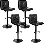 Artiss Bar Stools Stool Set of 4 Adjustable Kitchen Swivel Counter Barstools Dining Chair Gas Lift Leather Black in 68-81cm Seat Height Floor for Home Bar Dining Room Cafe Outdoor Indoor