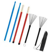 Portable Drum Accessory Set with Nylon Drumsticks and Wire Brushes