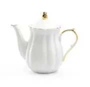 Grace Teaware White Gold Scallop Fine Porcelain Teapot