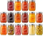 NutriChef, Mason Jars, Glass Container Food Storage, Meal Prep Containers With Lids, Overnight Oats Jar, Glass Jar With Lid, Spice Container, Canning Jar, Ideal for:Wedding Favors, Crafts, Pickling,16