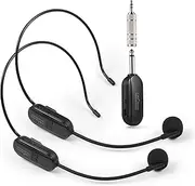 xinyee 2.4G Wireless Microphone Headset 164ft Range Headset Mic and Handheld Mic 2 In 1 Professional Voice Amplifier Headset Microphones for Karaoke Speaker Amplifier PA System Teaching Fitness Touris
