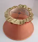 Art Deco Large Lamp Shade Orange with Gold Lining Ruffle Trim Upper