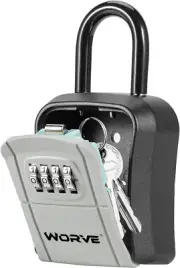 Key Lock Box,Lock Box for House Key, 4-Digit Combination Security Lockbox, Porta