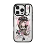 iPhone 16 Pro Impact Ring Stand Case MagSafe Compatible Winter Haul Brunette Girl with Shopping Bags by Nature Magick