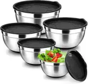 Mixing Bowl Set of 5, Stainless Steel Nesting Bowls for Kitchen Baking,Serving
