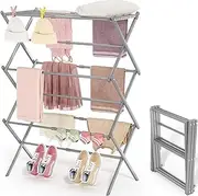 Clothes Drying Rack, 3-Tier Laundry Drying Rack for Clothes, Expandable Metal Clothing Dryer, Collapsible Towel Rack, Air Drying Rack, Indoor and Outdoor Use